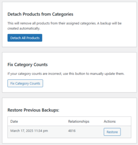 Detach & Restore Categories